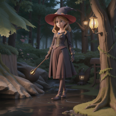 Image For Post Anime, witch, betrayal, enchanted forest, ocean, lamp, HD, 4K, AI Generated Art
