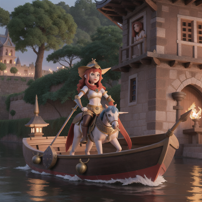 Image For Post Anime, medieval castle, temple, boat, knight, centaur, HD, 4K, AI Generated Art