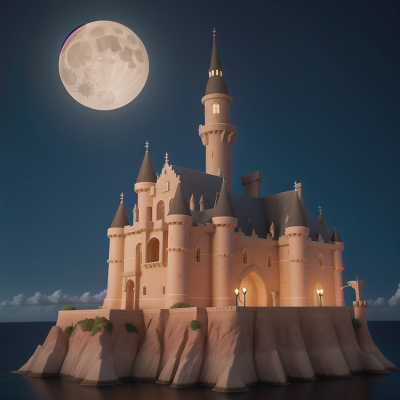 Image For Post Anime, moonlight, camera, desert, ocean, medieval castle, HD, 4K, AI Generated Art