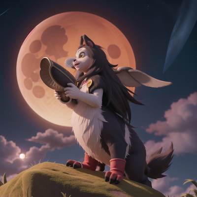 Image For Post Anime, solar eclipse, rabbit, bird, werewolf, stars, HD, 4K, AI Generated Art