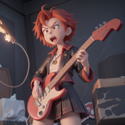 Image For Post Anime, anger, confusion, electric guitar, success, cursed amulet, HD, 4K, AI Generated Art