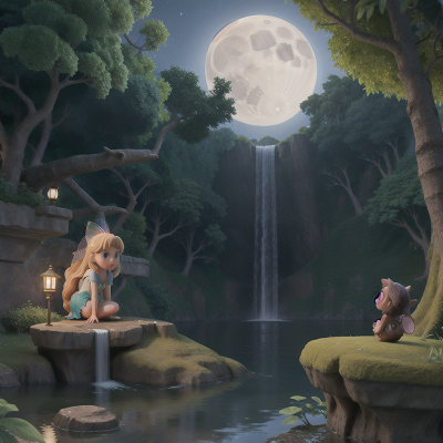Image For Post Anime, moonlight, fairy, island, waterfall, scientist, HD, 4K, AI Generated Art