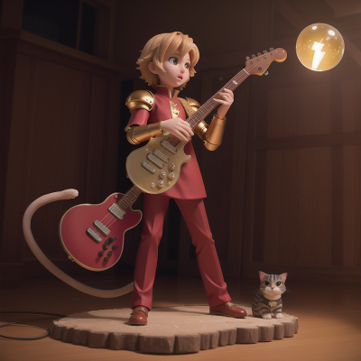 Image For Post Anime, knight, trumpet, cat, crystal ball, electric guitar, HD, 4K, AI Generated Art
