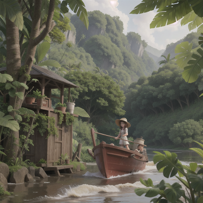 Image For Post Anime, joy, boat, jungle, farmer, storm, HD, 4K, AI Generated Art