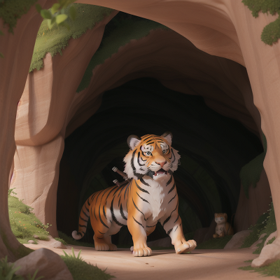 Image For Post Anime, cave, umbrella, tiger, bagpipes, sphinx, HD, 4K, AI Generated Art