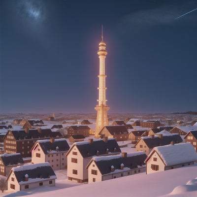 Image For Post Anime, city, snow, farm, tower, space, HD, 4K, AI Generated Art