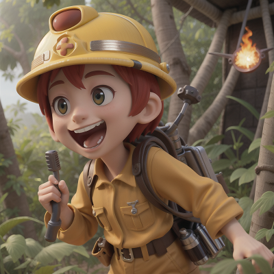 Image For Post Anime, laughter, bravery, firefighter, jungle, spaceship, HD, 4K, AI Generated Art