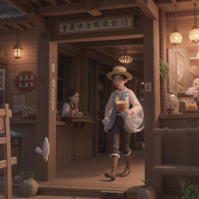 Image For Post Anime, ghostly apparition, seafood restaurant, bubble tea, wild west town, scientist, HD, 4K, AI Generated Art