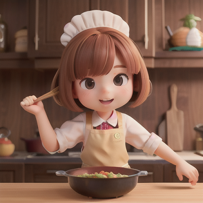 Image For Post | Anime, manga, Culinary prodigy child, chestnut hair in a bob, in a bustling kitchen, expertly preparing an elaborate dish, sous chef assisting with ingredients, apron with a cute mascot, crisp and detailed animation style, an air of focus and mastery - [AI Art, Anime Eating Scenes ](https://hero.page/examples/anime-eating-scenes-stable-diffusion-prompt-library)