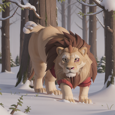 Image For Post Anime, circus, snow, lion, forest, park, HD, 4K, AI Generated Art