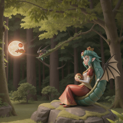 Image For Post Anime, statue, forest, princess, solar eclipse, dragon, HD, 4K, AI Generated Art