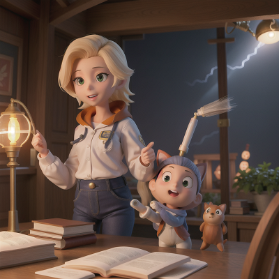 Image For Post Anime, lamp, book, rocket, zookeeper, storm, HD, 4K, AI Generated Art