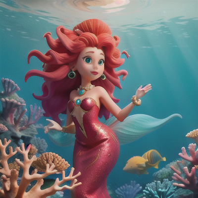 Image For Post Anime Art, Undersea mermaid princess, vivid turquoise wavy hair, in an underwater coral kingdom