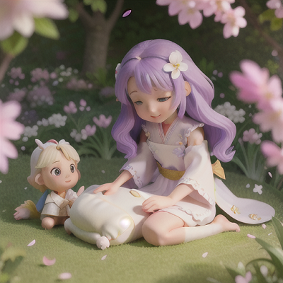 Image For Post Anime Art, Kind-hearted healer, flowing lavender hair, in a serene garden