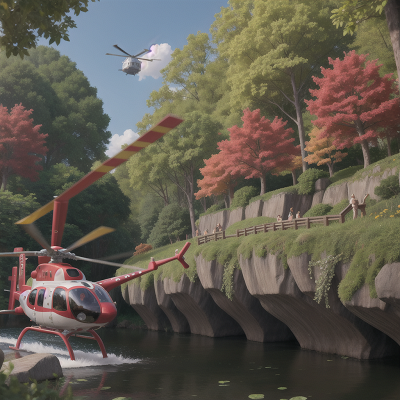 Image For Post Anime, helicopter, shield, enchanted forest, river, circus, HD, 4K, AI Generated Art