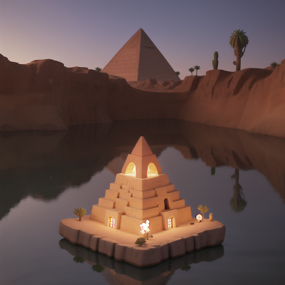 Image For Post Anime, cursed amulet, desert oasis, submarine, pyramid, flying, HD, 4K, AI Generated Art