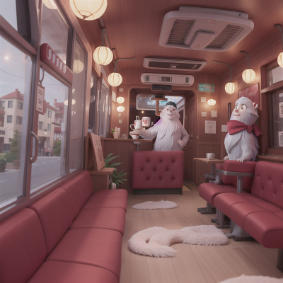 Image For Post Anime, coffee shop, romance, yeti, bus, surprise, HD, 4K, AI Generated Art