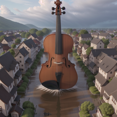 Image For Post Anime, flood, samurai, violin, tsunami, cathedral, HD, 4K, AI Generated Art