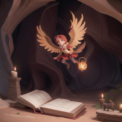 Image For Post Anime, phoenix, spell book, detective, school, cave, HD, 4K, AI Generated Art