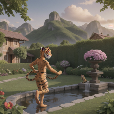 Image For Post Anime, garden, tiger, mountains, witch, monkey, HD, 4K, AI Generated Art