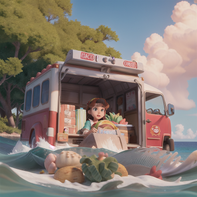 Image For Post Anime, treasure, ocean, princess, taco truck, holodeck, HD, 4K, AI Generated Art
