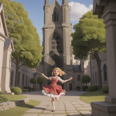 Image For Post Anime, joy, island, cathedral, harp, dancing, HD, 4K, AI Generated Art