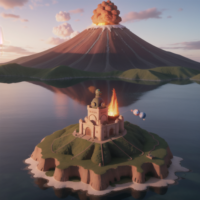 Image For Post Anime, submarine, elf, balloon, volcano, tower, HD, 4K, AI Generated Art