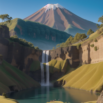 Image For Post Anime, mummies, museum, waterfall, mountains, volcano, HD, 4K, AI Generated Art