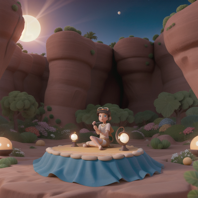 Image For Post Anime, virtual reality, desert oasis, flying carpet, saxophone, solar eclipse, HD, 4K, AI Generated Art