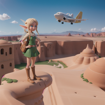 Image For Post Anime, airplane, desert, fairy, park, elf, HD, 4K, AI Generated Art