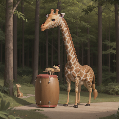 Image For Post Anime, confusion, forest, giraffe, alligator, drum, HD, 4K, AI Generated Art