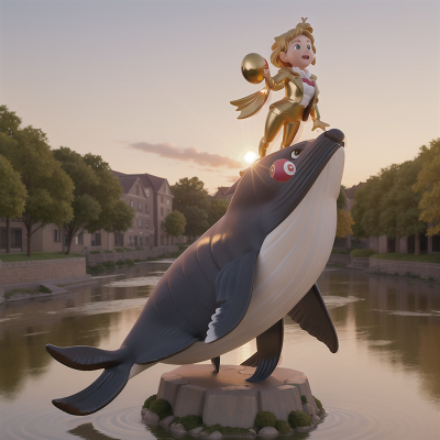 Image For Post Anime, golden egg, river, statue, whale, school, HD, 4K, AI Generated Art
