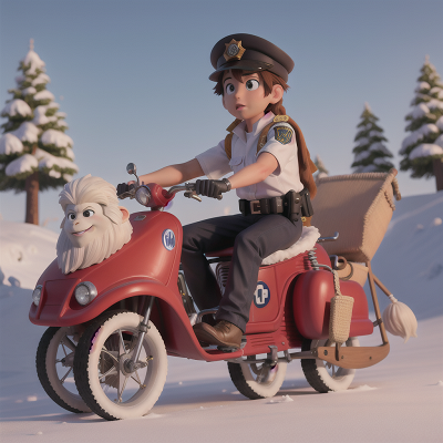 Image For Post Anime, police officer, mummies, sled, yeti, bicycle, HD, 4K, AI Generated Art