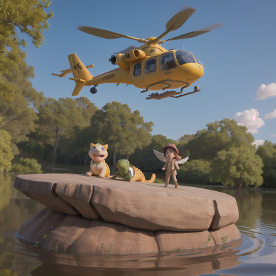 Image For Post Anime, treasure, angel, alligator, helicopter, flood, HD, 4K, AI Generated Art