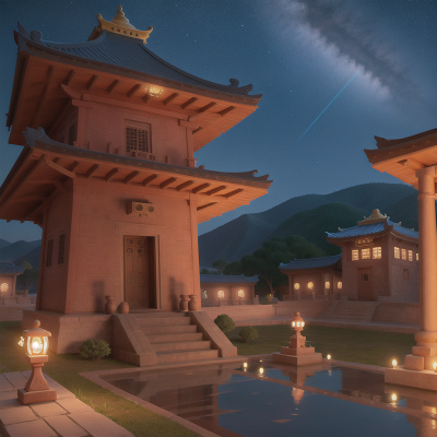 Image For Post Anime, bicycle, drought, temple, stars, flying carpet, HD, 4K, AI Generated Art