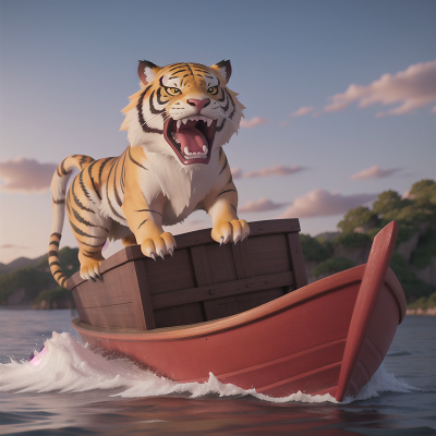 Image For Post Anime, sabertooth tiger, crying, ghost, ninja, boat, HD, 4K, AI Generated Art