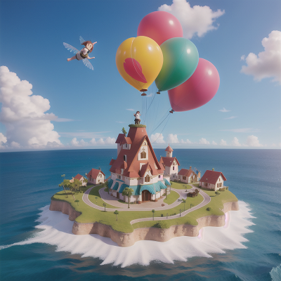Image For Post Anime, ocean, flying, knights, balloon, crystal, HD, 4K, AI Generated Art