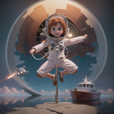 Image For Post Anime, jumping, boat, enchanted mirror, fog, astronaut, HD, 4K, AI Generated Art