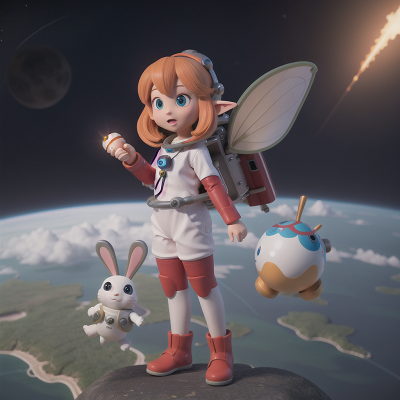 Image For Post Anime, astronaut, fairy, rabbit, rocket, elf, HD, 4K, AI Generated Art