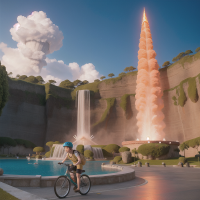 Image For Post Anime, fountain, ocean, astronaut, volcano, bicycle, HD, 4K, AI Generated Art