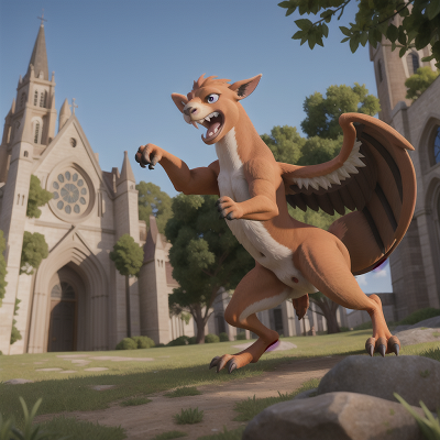 Image For Post Anime, fighting, cathedral, griffin, kangaroo, villain, HD, 4K, AI Generated Art