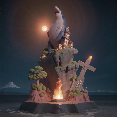 Image For Post Anime, treasure, whale, volcano, solar eclipse, statue, HD, 4K, AI Generated Art
