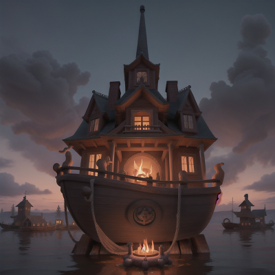 Image For Post Anime, haunted mansion, boat, confusion, witch's cauldron, zombie, HD, 4K, AI Generated Art