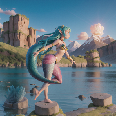 Image For Post Anime, mermaid, energy shield, zebra, troll, mountains, HD, 4K, AI Generated Art