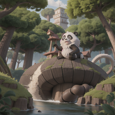 Image For Post Anime, panda, force field, kraken, forest, tower, HD, 4K, AI Generated Art