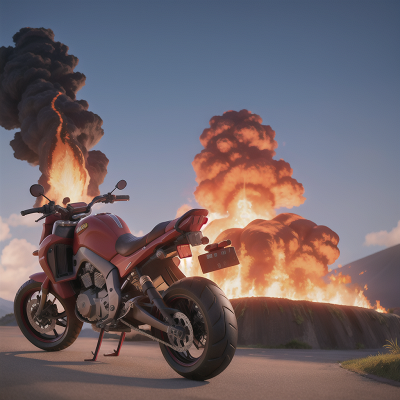 Image For Post Anime, motorcycle, volcano, school, fire, dog, HD, 4K, AI Generated Art