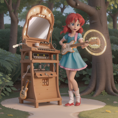 Image For Post Anime, teleportation device, enchanted mirror, fairy dust, hot dog stand, electric guitar, HD, 4K, AI Generated Art