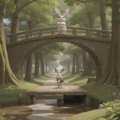 Image For Post Anime, rabbit, maze, bridge, enchanted forest, violin, HD, 4K, AI Generated Art