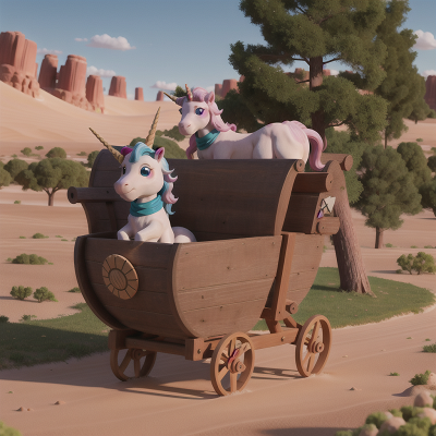 Image For Post Anime, unicorn, sled, drought, desert, forest, HD, 4K, AI Generated Art