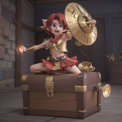 Image For Post Anime, treasure chest, trumpet, dancing, energy shield, chimera, HD, 4K, AI Generated Art